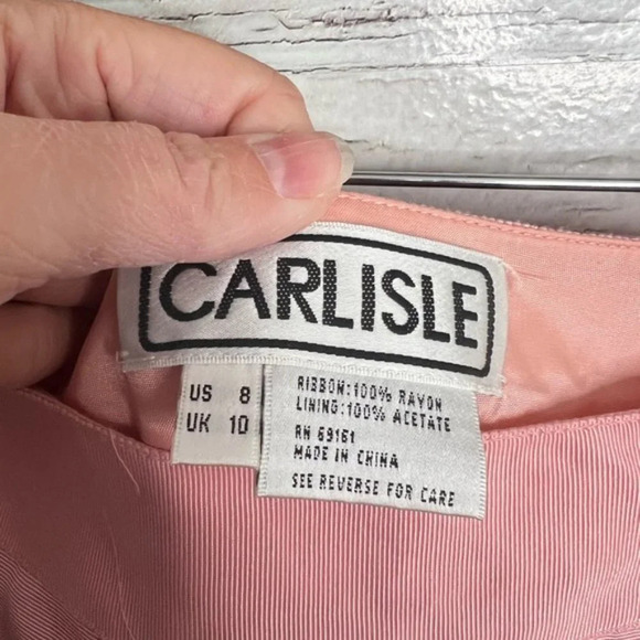 Vintage  Carlisle pink black pleated skirt size 8 - Picture 7 of 8